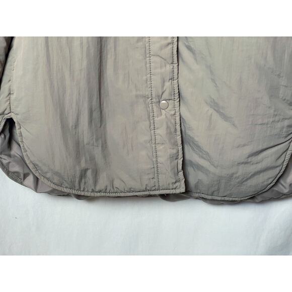 XS‎ H&M Beige Insulated Quilted Long Jacket Padded Coat Shirt Button Collared - Picture 3 of 5